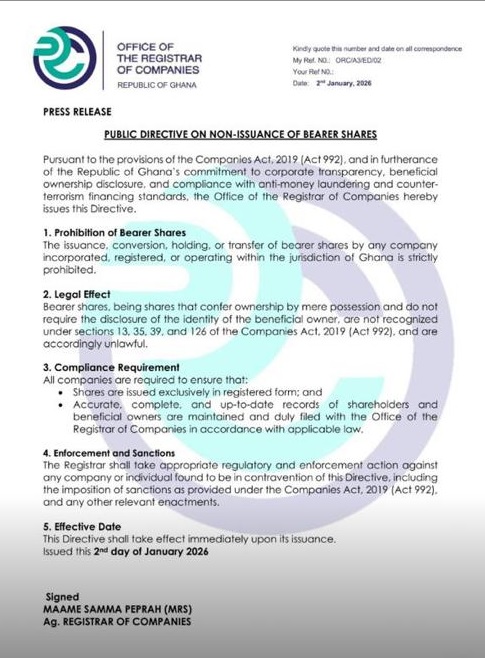 Protecting Corporate Governance: Ghana’s Stance On Bearer Shares